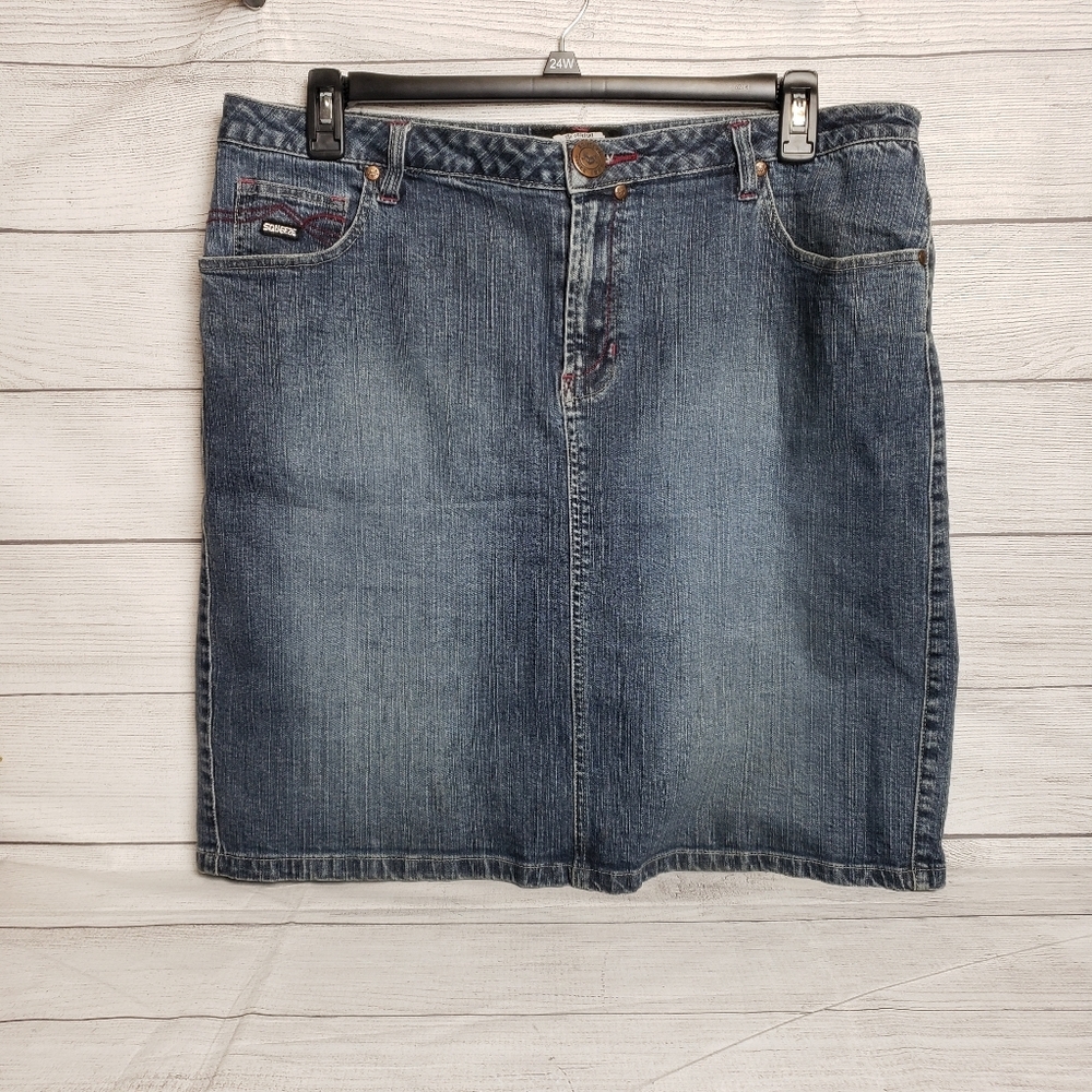 The Original Squeeze Jeans Denim 5 Pocket Women's Mini Skirt 16‎